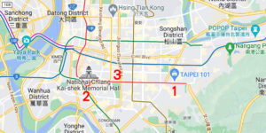 Taipei map 3 POIs